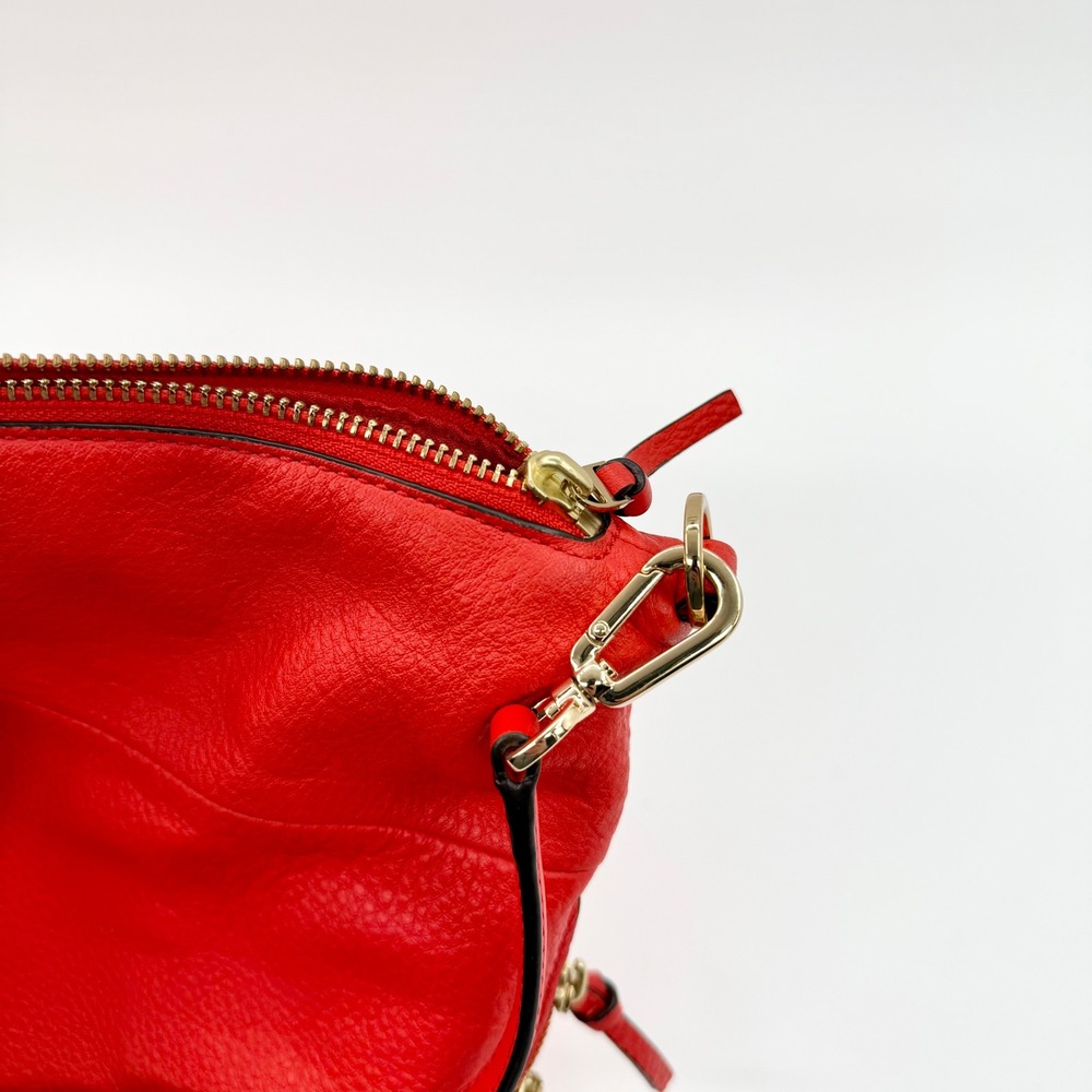 Tory Burch Ivy Slouchy Satchel Samba Red Pebbled Leather Handbag 32163 NEW - Picture 11 of 16